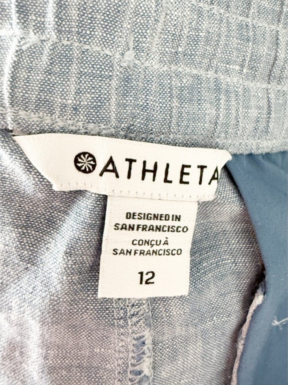 Athleta Retreat blue linen wide leg drawstring pant size 12 - Picture 4 of 8